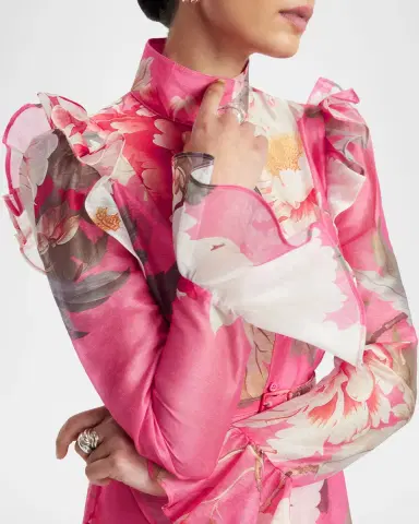 LEO LIN Katrina Floral-Print Ruffle Midi Dress | Thumbnail 5