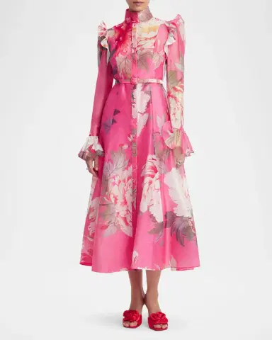 LEO LIN Katrina Floral-Print Ruffle Midi Dress | Thumbnail 7