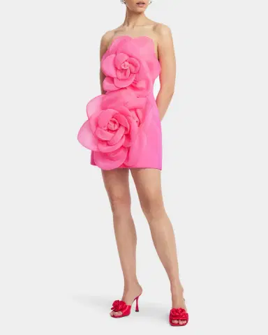 LEO LIN Floret Strapless Floral Applique Mini Dress | Thumbnail 4