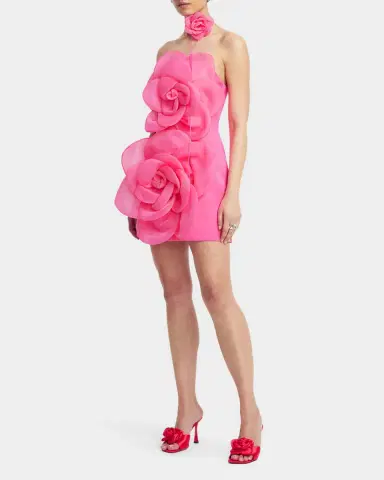 LEO LIN Floret Strapless Floral Applique Mini Dress | Thumbnail 8
