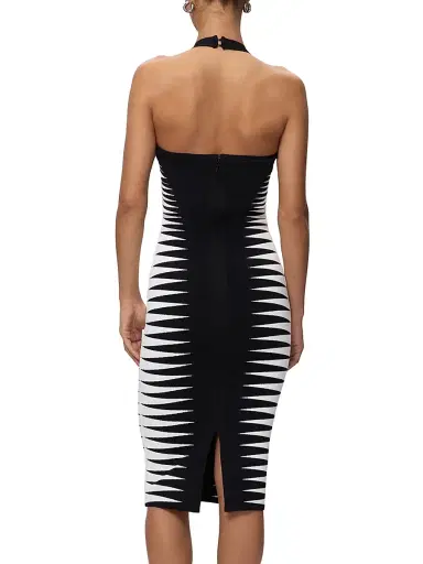 Hervé Léger Women's Amaris Colorblocked Midi-Dress - Black Alabaster Combo | Thumbnail 5 Hervé Léger Women's Amaris Colorblocked Midi-Dress - Black Alabaster Combo | Thumbnail 5