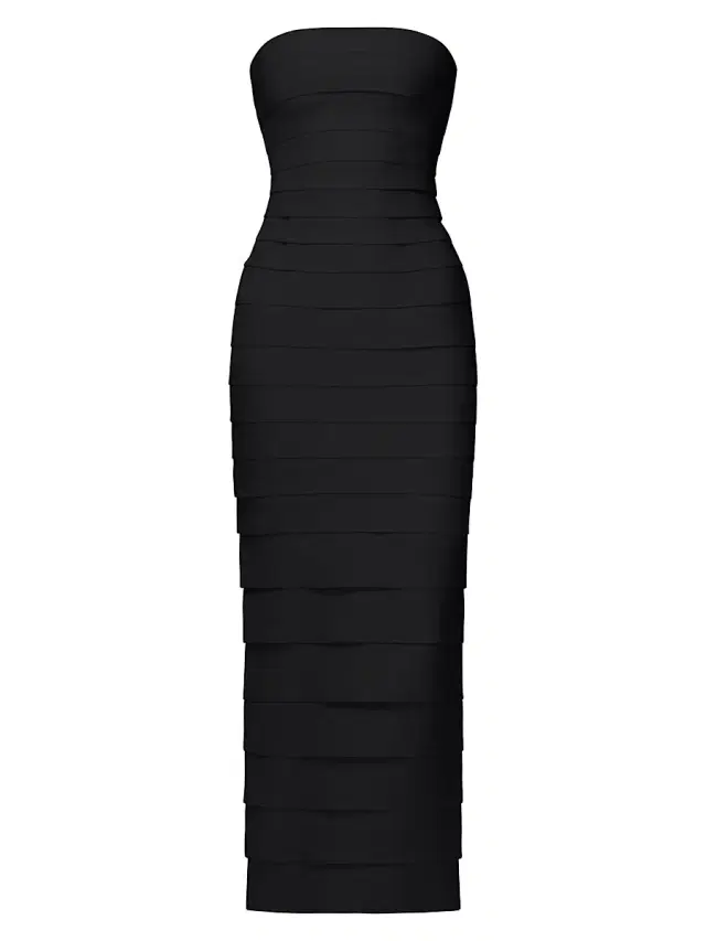 Hervé Léger Women's The Elaina Strapless Ankle-Length Gown - Black