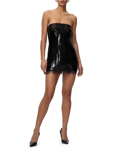 Hervé Léger Women's The Keira Fringed Minidress - Black | Thumbnail 2