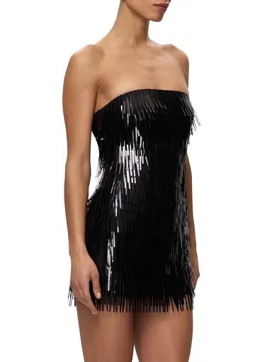 Hervé Léger Women's The Keira Fringed Minidress - Black | Thumbnail 4