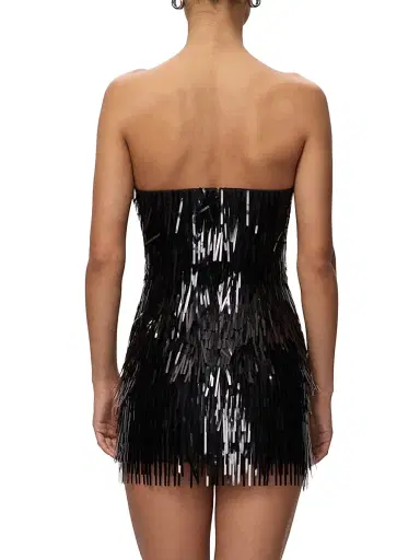 Hervé Léger Women's The Keira Fringed Minidress - Black | Thumbnail 5