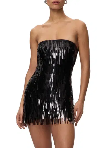 Hervé Léger Women's The Keira Fringed Minidress - Black | Thumbnail 6