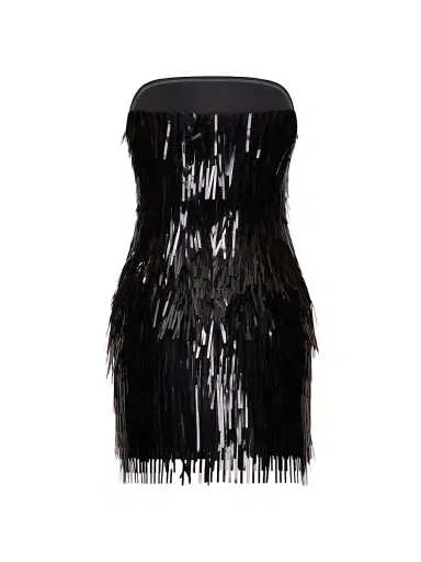 Hervé Léger Women's The Keira Fringed Minidress - Black | Thumbnail 7