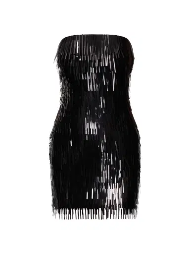 Hervé Léger Women's The Keira Fringed Minidress - Black | Thumbnail 1