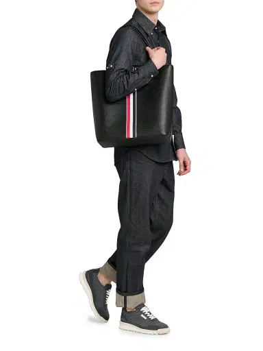 Thom Browne Men's Alumni Tech Denim Low-Top Sneakers | Thumbnail 2