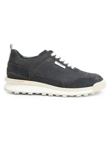 Thom Browne Men's Alumni Tech Denim Low-Top Sneakers | Thumbnail 1