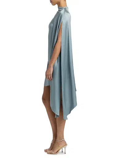 Lapointe Women's Cape Sleeve Satin Sheath Minidress - Light Slate - Size 8 | Thumbnail 4