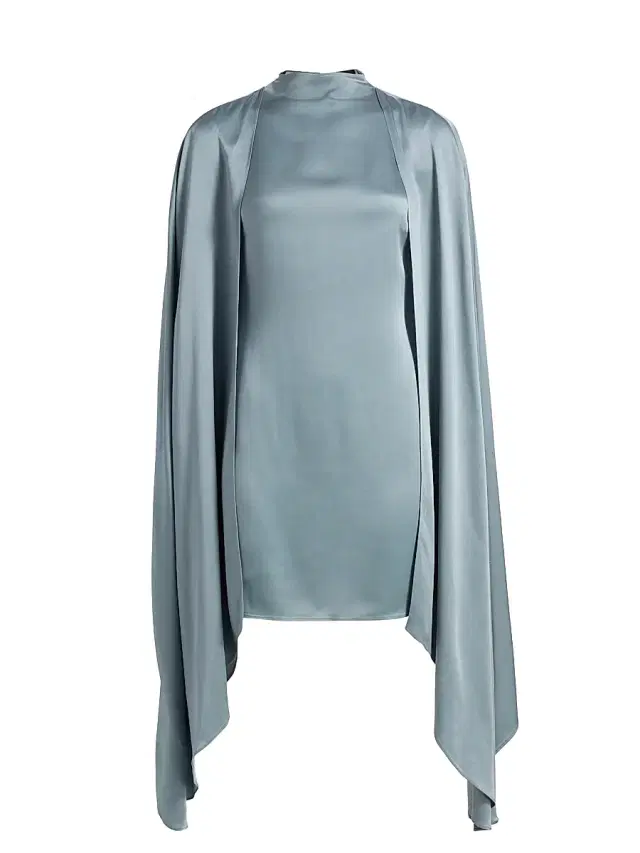 Women's Cape Sleeve Satin Sheath Minidress - Light Slate