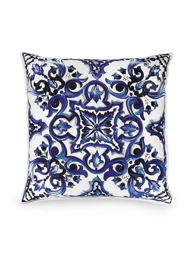 Dolce & Gabbana Blue Mediterraneo Canvas Cushion - Blue