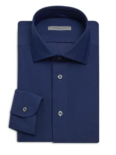 CORNELIANI Men's Performance Stretch-Nylon Shirt - Medium Blue Navy - Size 17 | Thumbnail 1