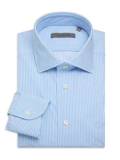 CORNELIANI Men's Striped Performance Stretch-Nylon Shirt | Thumbnail 1 CORNELIANI Men's Striped Performance Stretch-Nylon Shirt | Thumbnail 1