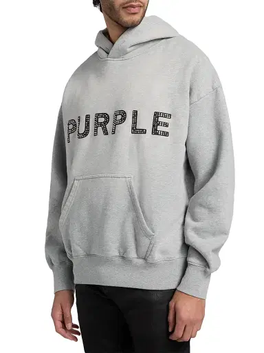Purple Brand Men's Embellished Logo Fleece Cotton Oversized Hoodie - Black - Size XXL | Thumbnail 4 Purple Brand Men's Embellished Logo Fleece Cotton Oversized Hoodie - Black - Size XXL | Thumbnail 4