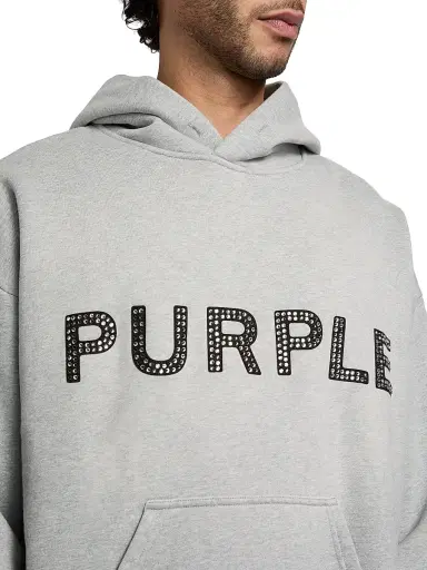 Purple Brand Men's Embellished Logo Fleece Cotton Oversized Hoodie - Black - Size XXL | Thumbnail 6 Purple Brand Men's Embellished Logo Fleece Cotton Oversized Hoodie - Black - Size XXL | Thumbnail 6