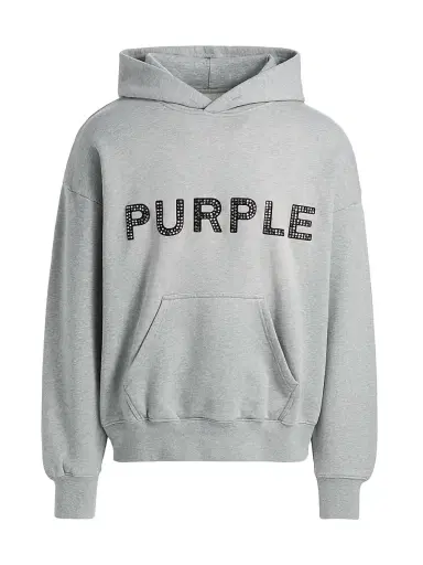 Purple Brand Men's Embellished Logo Fleece Cotton Oversized Hoodie - Black - Size XXL | Thumbnail 1 Purple Brand Men's Embellished Logo Fleece Cotton Oversized Hoodie - Black - Size XXL | Thumbnail 1