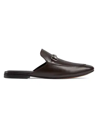 Gucci Men's Kings Flex Leather Mules - Dark Brown - Size 15 | Thumbnail 1 Gucci Men's Kings Flex Leather Mules - Dark Brown - Size 15 | Thumbnail 1