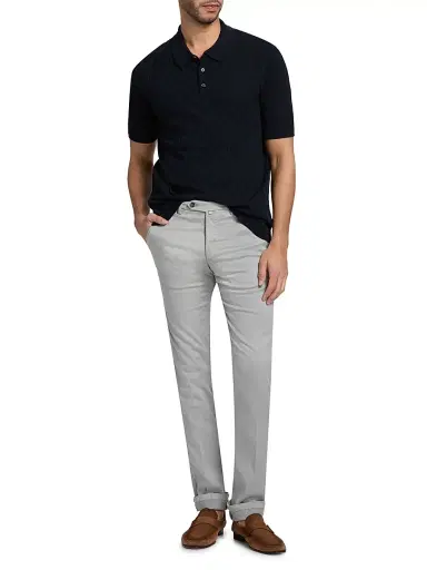Saks Fifth Avenue Men's Geometric Cotton Polo Shirt - Navy - Size XXL | Thumbnail 2