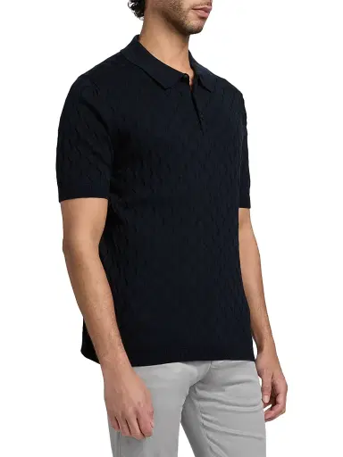 Saks Fifth Avenue Men's Geometric Cotton Polo Shirt - Navy - Size XXL | Thumbnail 4