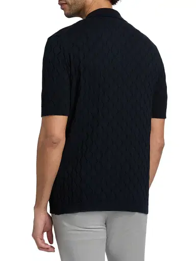 Saks Fifth Avenue Men's Geometric Cotton Polo Shirt - Navy - Size XXL | Thumbnail 5