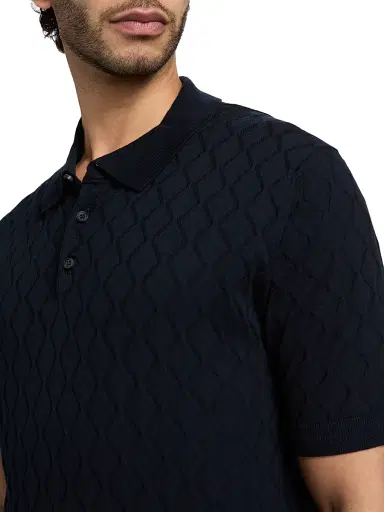 Saks Fifth Avenue Men's Geometric Cotton Polo Shirt - Navy - Size XXL | Thumbnail 6