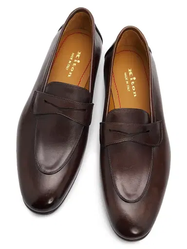 Kiton Men's Leather Penny Loafers | Thumbnail 4 Kiton Men's Leather Penny Loafers | Thumbnail 4