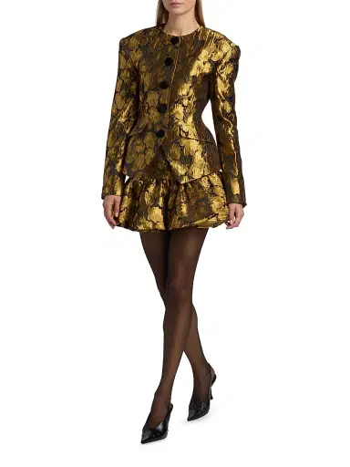 Ronny Kobo Women's Stormi Metallic Floral Brocade Miniskirt | Thumbnail 2