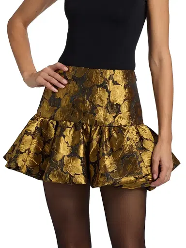 Ronny Kobo Women's Stormi Metallic Floral Brocade Miniskirt | Thumbnail 3