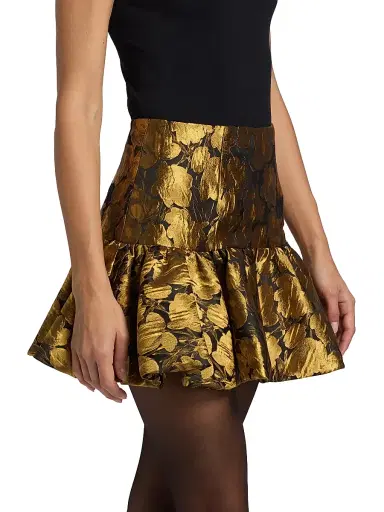 Ronny Kobo Women's Stormi Metallic Floral Brocade Miniskirt | Thumbnail 4