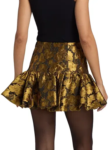 Ronny Kobo Women's Stormi Metallic Floral Brocade Miniskirt | Thumbnail 5