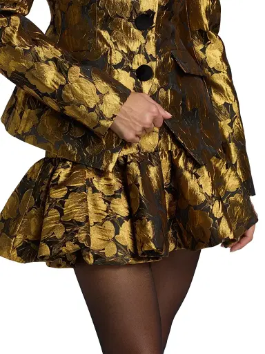 Ronny Kobo Women's Stormi Metallic Floral Brocade Miniskirt | Thumbnail 6
