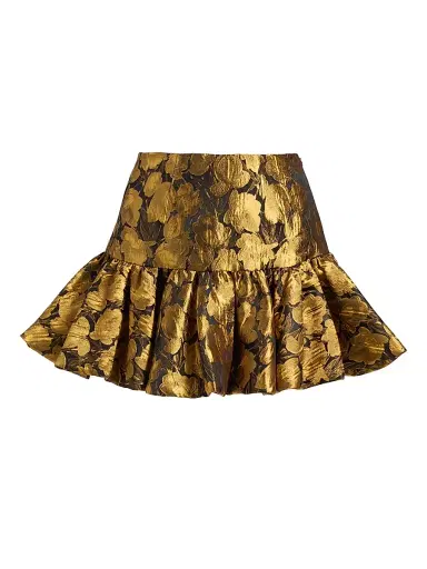 Ronny Kobo Women's Stormi Metallic Floral Brocade Miniskirt | Thumbnail 1