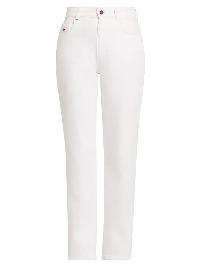 Kiton Women's Stretch Cotton Straight Mid-Rise Jeans - White
