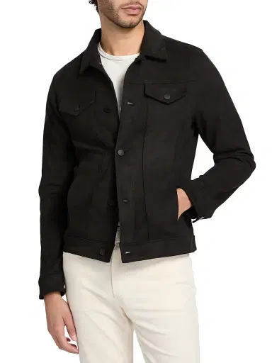 Monfrère Men's O-Dean Shirt Jacket - Suede Noir - Size Large | Thumbnail 3