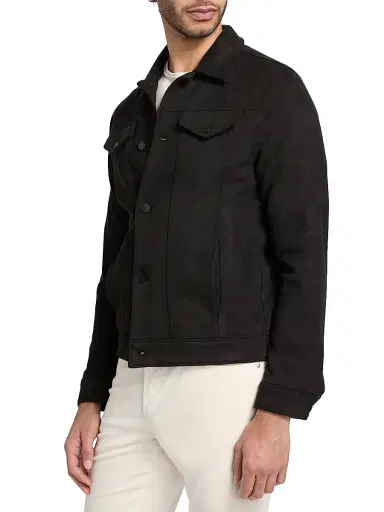 Monfrère Men's O-Dean Shirt Jacket - Suede Noir - Size Large | Thumbnail 4