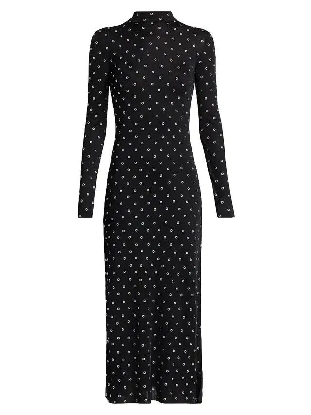 Women's Kaplan Grommet-Embellished Long-Sleeve Midi-Dress - Black