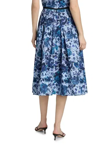 PRABAL GURUNG Women's Pleated Floral Cotton-Blend Midi-Skirt - Blue Multi | Thumbnail 5 PRABAL GURUNG Women's Pleated Floral Cotton-Blend Midi-Skirt - Blue Multi | Thumbnail 5