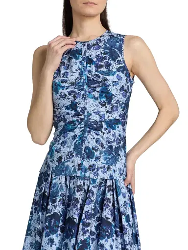 PRABAL GURUNG Women's Floral Cotton-Blend Ruched Top | Thumbnail 3 PRABAL GURUNG Women's Floral Cotton-Blend Ruched Top | Thumbnail 3