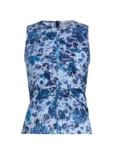 PRABAL GURUNG Women's Floral Cotton-Blend Ruched Top | Thumbnail 1 PRABAL GURUNG Women's Floral Cotton-Blend Ruched Top | Thumbnail 1