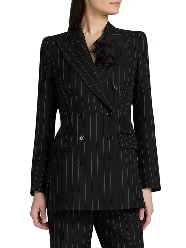 Dolce & Gabbana Women's Gessato Pinstripe Wool Double-Breasted Blazer | Thumbnail 3 Dolce & Gabbana Women's Gessato Pinstripe Wool Double-Breasted Blazer | Thumbnail 3