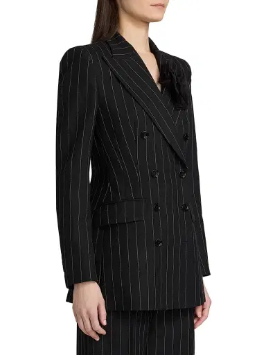Dolce & Gabbana Women's Gessato Pinstripe Wool Double-Breasted Blazer | Thumbnail 4 Dolce & Gabbana Women's Gessato Pinstripe Wool Double-Breasted Blazer | Thumbnail 4