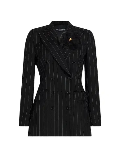 Dolce & Gabbana Women's Gessato Pinstripe Wool Double-Breasted Blazer | Thumbnail 1 Dolce & Gabbana Women's Gessato Pinstripe Wool Double-Breasted Blazer | Thumbnail 1