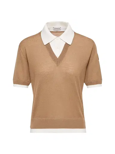 Moncler Women's Polo Shirt in Wool - Beige - Size Large | Thumbnail 1