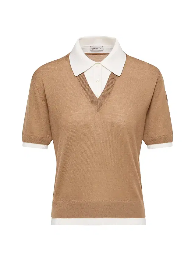 Moncler Women's Polo Shirt in Wool - Beige