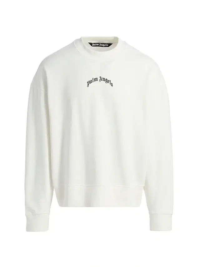 Men's Curved Logo Cotton Crewneck Sweatshirt - Off White Black