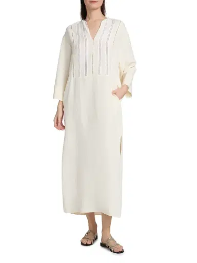 Fabiana Filippi Women's Embroidered Bib Linen-Blend Tunic Dress | Thumbnail 2