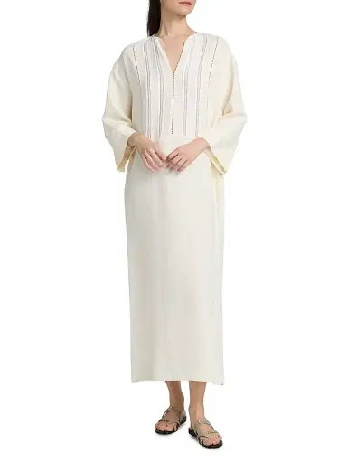Fabiana Filippi Women's Embroidered Bib Linen-Blend Tunic Dress | Thumbnail 3