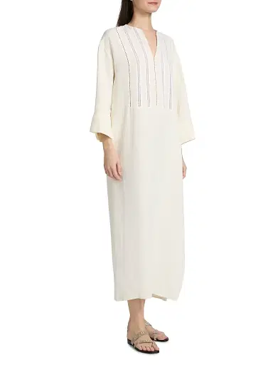 Fabiana Filippi Women's Embroidered Bib Linen-Blend Tunic Dress | Thumbnail 4